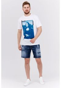 OFF-WHITE Biały t-shirt męski z nadrukiem mona lisy, Rozmiar S. Kolor: biały. Wzór: nadruk