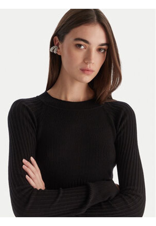 Patrizia Pepe Sweter 2K0337/K7S0-K103 Czarny Slim Fit. Kolor: czarny. Materiał: wiskoza
