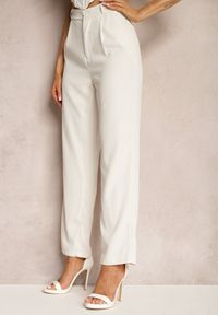 Renee - Beżowe Eleganckie Spodnie Cygaretki o Szerokich Nogawkach Vonlea. Okazja: na spotkanie biznesowe, do pracy. Kolor: beżowy. Styl: elegancki #3