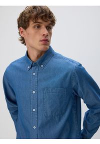 Reserved - Bawełniana koszula regular fit - niebieski. Kolor: niebieski. Materiał: bawełna #1