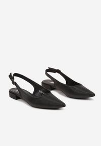 Renee - Czarne Sandały Typu Slingback z Plecionki z Rafii Neolavia. Okazja: na co dzień. Nosek buta: szpiczasty. Zapięcie: sprzączka. Kolor: czarny. Sezon: lato. Obcas: na płaskiej podeszwie. Styl: casual, elegancki #5