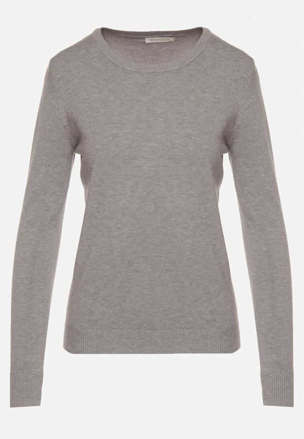 Born2be - Szary Klasyczny Sweter z Wiskozą Oleva. Okazja: na co dzień, do pracy. Kolor: szary. Materiał: wiskoza. Styl: klasyczny