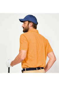 INESIS - Koszulka polo do golfa z krótkim rękawem męska Inesis MW500. Typ kołnierza: golf, polo. Kolor: pomarańczowy. Materiał: bawełna, materiał, poliester. Długość rękawa: krótki rękaw. Długość: krótkie. Wzór: ze splotem. Styl: klasyczny