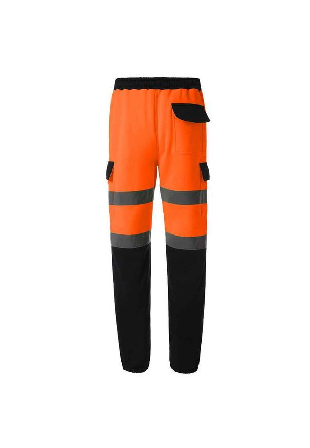 YOKO - Męskie Spodnie Dresowe HiVis. Kolor: pomarańczowy, wielokolorowy, niebieski. Materiał: dresówka
