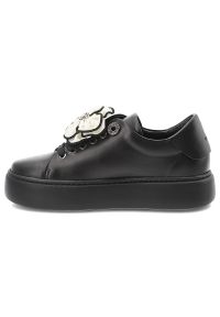 Czarne Sneakersy Karino Modne Obuwie Damskie. Okazja: na co dzień. Kolor: czarny. Materiał: jeans, skóra. Wzór: kwiaty. Obcas: na platformie. Styl: casual, elegancki #6