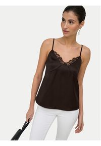 only - ONLY Top Faraya 15380254 Brązowy ciemny Regular Fit. Kolor: brązowy. Materiał: syntetyk #4