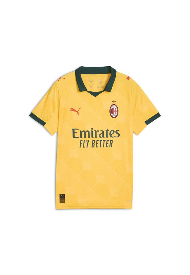 Puma - Młodzieżowa trzecia koszulka AC Milan 25/26 PUMA Sunny Yellow Dark Myrtle Green. Kolor: zielony, wielokolorowy, żółty. Sport: piłka nożna