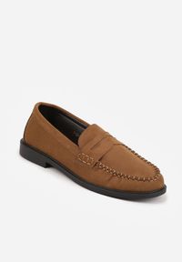 Renee - Jasnobrązowe Mokasyny VICES z Wkładką ze Skóry Naturalnej i Przeszyciami Astanie. Kolor: beżowy. Materiał: skóra. Sezon: wiosna. Styl: elegancki #4