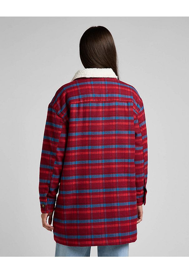 Lee - LEE WOOL COAT DAMSKA KURTKA PRZEJŚCIOWA SHERPA SCARLET L55HBJ10 112320686