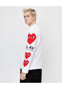COMME DES GARCONS PLAY - Biała koszulka z czerwonymi sercami. Okazja: na co dzień. Kolor: biały. Materiał: jeans, bawełna. Długość rękawa: długi rękaw. Długość: długie. Styl: casual, elegancki #4