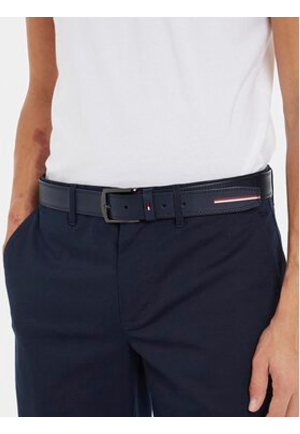 TOMMY HILFIGER - Tommy Hilfiger Pasek Męski Denton Corporate AM0AM11226 Granatowy. Kolor: niebieski. Materiał: skóra