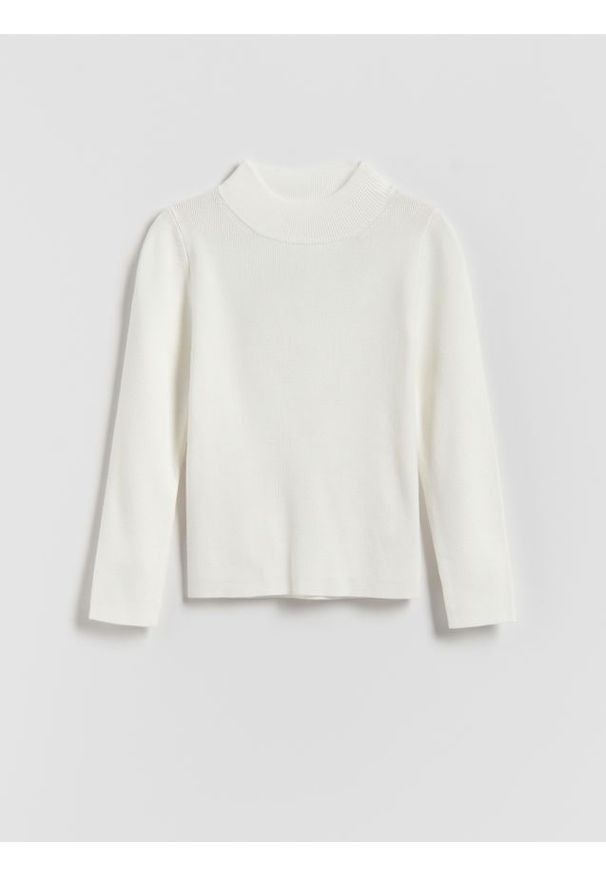 Reserved - Gładki sweter z wiskozy - złamana biel. Materiał: wiskoza. Wzór: gładki