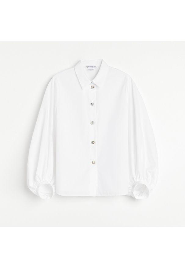 Reserved - Koszula z bufiastymi rękawami - Biały. Kolor: biały