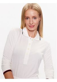 TOMMY HILFIGER - Tommy Hilfiger Polo Split Global WW0WW38831 Écru Slim Fit. Typ kołnierza: polo. Materiał: wiskoza #4