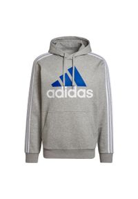 Adidas - Bluza męska adidas Mens Essentials Hoodie. Typ kołnierza: kaptur. Kolor: biały, wielokolorowy, szary. Materiał: bawełna, wiskoza, poliester. Wzór: paski, aplikacja. Sport: fitness