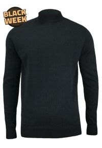 Półgolf Granatowy Bawełniany - Brave Soul - Prosty Krój, Klasyczny, Męski. Kolor: niebieski. Materiał: bawełna. Sezon: zima, jesień. Styl: klasyczny #1