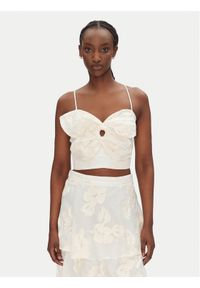 ACCESS FASHION Top 53-2120-558 Écru Slim Fit. Materiał: syntetyk