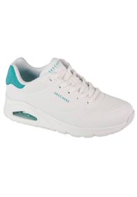 skechers - Buty do chodzenia damskie Skechers 177092WMNT. Kolor: biały, wielokolorowy, zielony. Materiał: guma, materiał, syntetyk, skóra. Szerokość cholewki: normalna. Sport: turystyka piesza