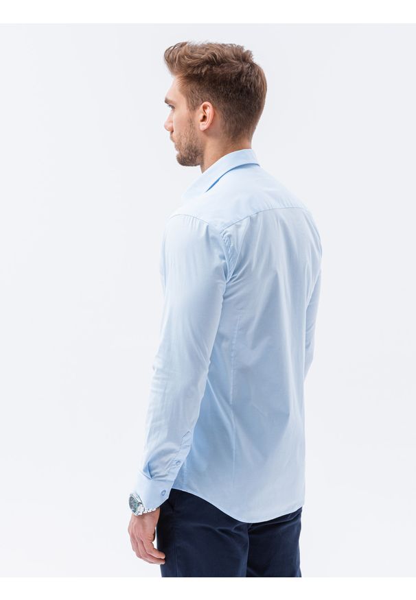 Niebieska koszula Ombre Clothing z klasycznym kołnierzykiem, z długim rękawem