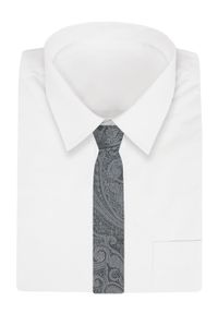 Męski Krawat - Grafitowy, Wzór Orientalny - Angelo di Monti. Kolor: szary. Materiał: tkanina. Styl: elegancki, wizytowy