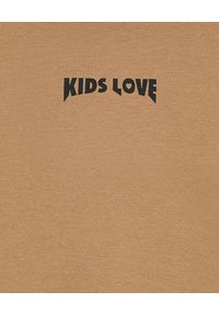 KIDS LOVE - Karmelowa bluza z kapturem Menfi. Typ kołnierza: kaptur. Kolor: brązowy. Materiał: bawełna. Wzór: aplikacja