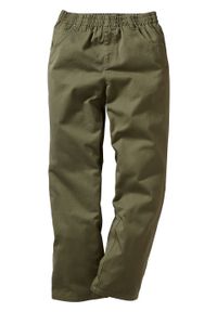 Luźniejsze spodnie chłopięce z gumką w talii (3 pary w opak.) bonprix moro + ciemnooliwkowy + niebieski "stone". Kolor: zielony. Wzór: moro #7