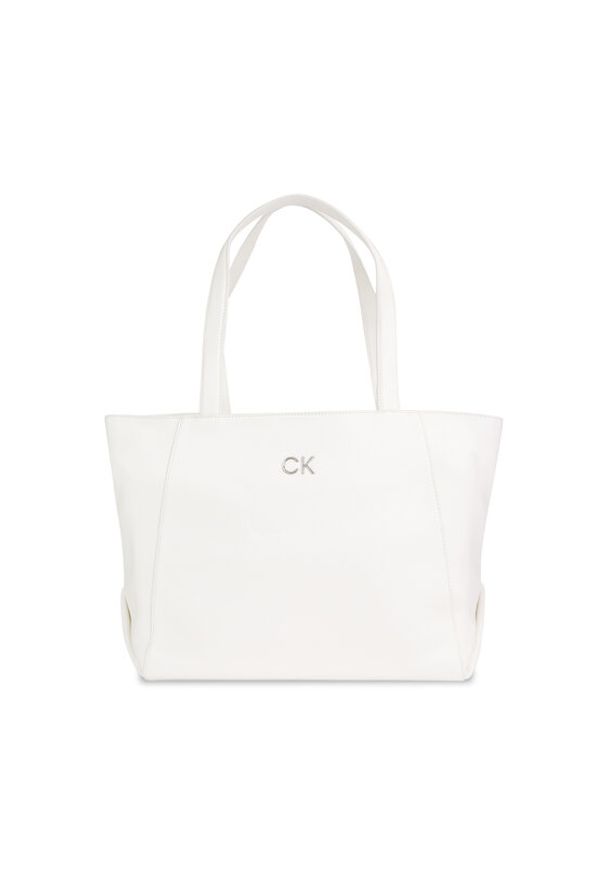 Calvin Klein Torebka Ck Daily Shopper Medium Pebble K60K611766 Biały. Kolor: biały. Materiał: skórzane