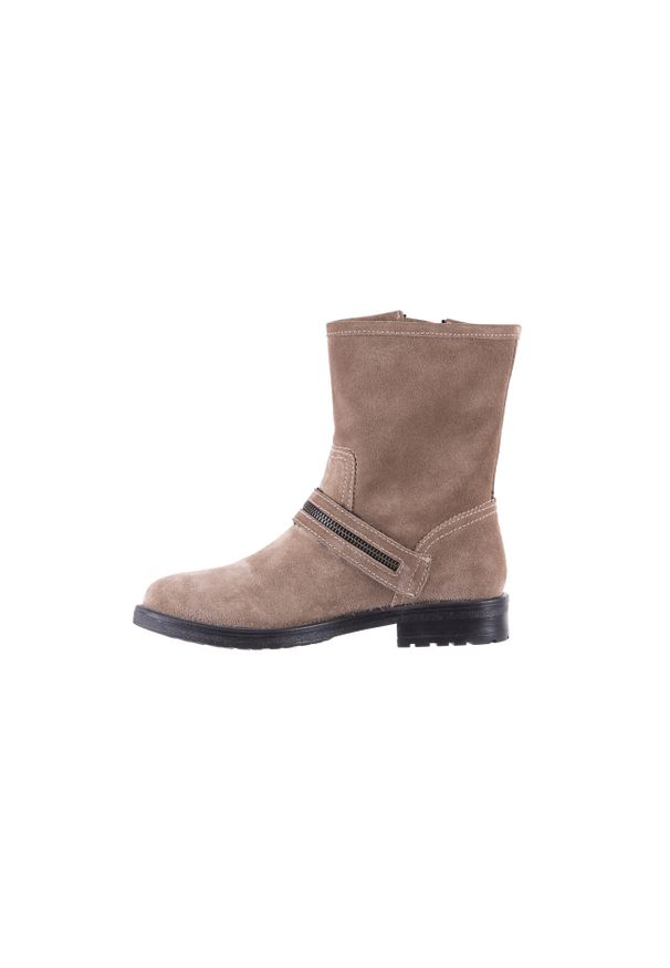 Botki Bayla-164 Top 25 Beige 164007, Beż, Skóra naturalna. Okazja: na co dzień. Zapięcie: klamry. Kolor: beżowy. Szerokość cholewki: normalna. Materiał: nubuk. Sezon: jesień. Obcas: na obcasie. Styl: klasyczny, casual, rockowy. Wysokość obcasa: średni