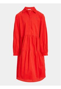 TOMMY HILFIGER - Tommy Hilfiger Sukienka koszulowa KG0KG07575 Czerwony Regular Fit. Kolor: czerwony. Materiał: bawełna. Typ sukienki: koszulowe #3