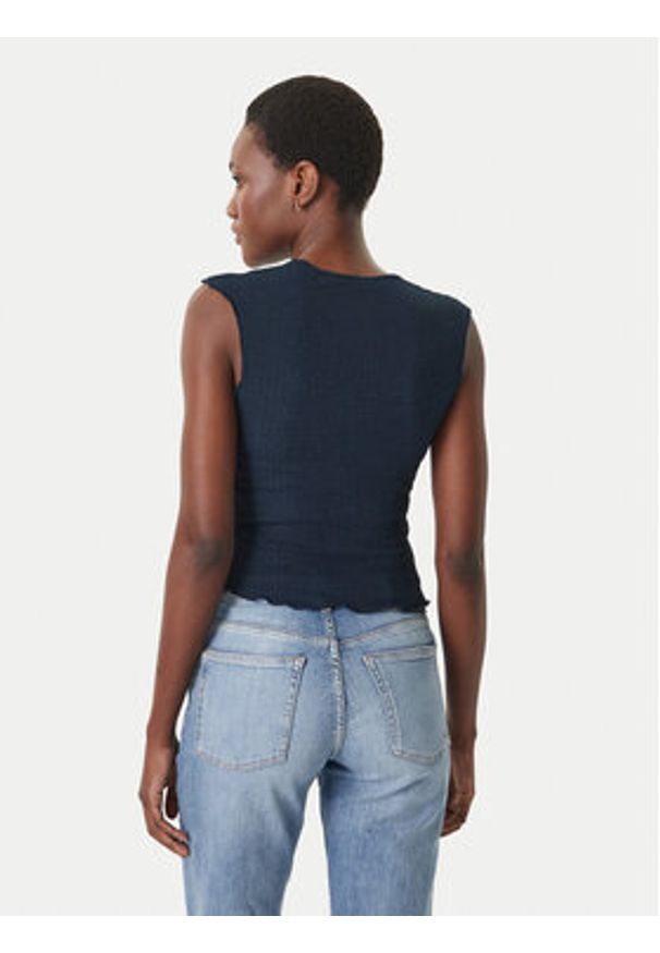 Tommy Jeans Top Smock Seersucker DW0DW22220 Granatowy Slim Fit. Kolor: niebieski. Materiał: syntetyk