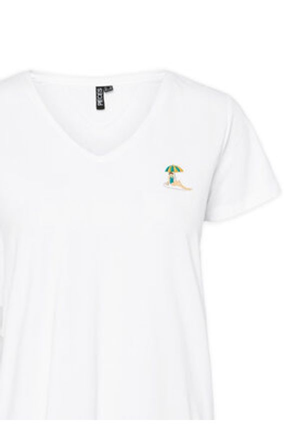Pieces T-Shirt Tilly 17157705 Biały Regular Fit. Kolor: biały. Materiał: bawełna
