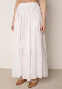 Born2be - Biała Spódnica Bawełniana o Rozkloszowanym Kroju z Kieszeniami Nephise. Okazja: do pracy, na co dzień, na spacer. Kolor: biały. Materiał: bawełna. Długość: długie. Styl: elegancki, casual #3