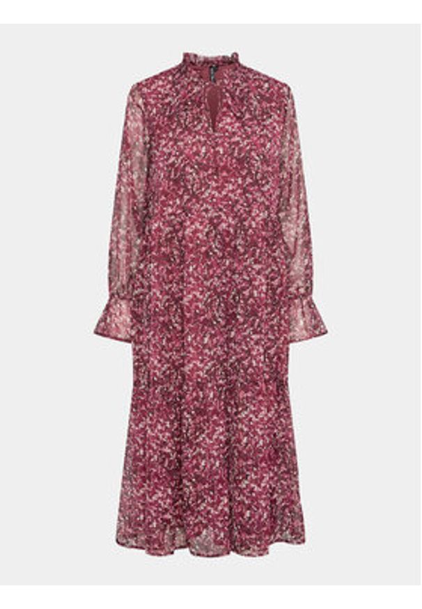 Pieces Sukienka codzienna Navi 17127837 Bordowy Regular Fit. Okazja: na co dzień. Kolor: czerwony. Materiał: syntetyk. Typ sukienki: proste. Styl: casual