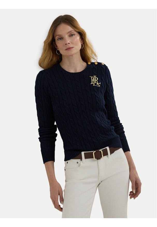 Lauren Ralph Lauren - LAUREN RALPH LAUREN Sweter 200932223003 Granatowy Regular Fit. Kolor: niebieski. Materiał: bawełna