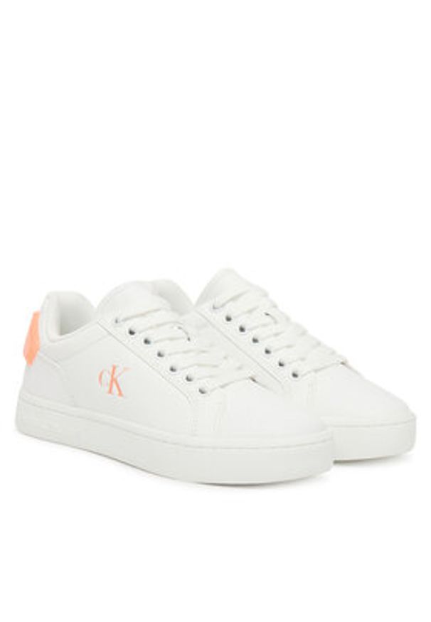 Calvin Klein Jeans Sneakersy Classic Cupsole Ru Patch Lth Wn YW0YW01845 Biały. Kolor: biały. Materiał: skóra