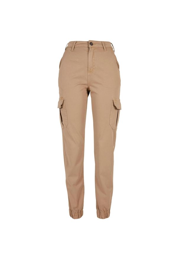 Urban Classics - Spodnie Cargo Damskie Z Wysokimi Stanami. Stan: podwyższony. Kolor: beżowy. Długość: długie