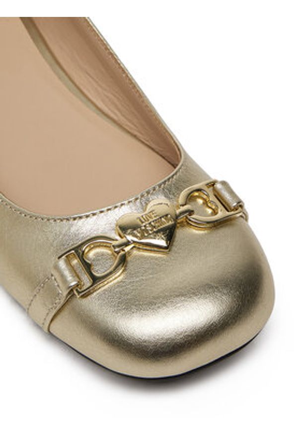 Love Moschino - LOVE MOSCHINO Baleriny JA11011G1MIF0900 Złoty. Kolor: złoty. Materiał: skóra