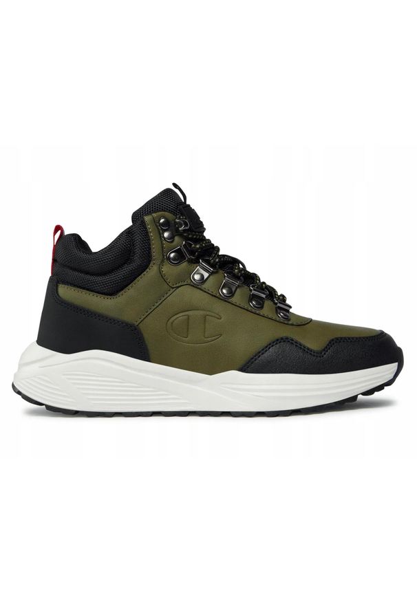 Champion - Buty na co dzień młodzieżowe CHAMPION CLIMB RX MID wysokie ocieplane. Okazja: na co dzień. Zapięcie: rzepy. Kolor: zielony. Materiał: syntetyk, materiał. Szerokość cholewki: normalna. Sport: turystyka piesza