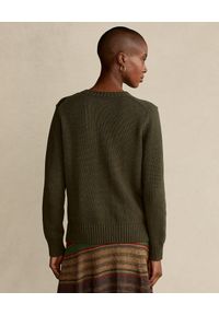Ralph Lauren - RALPH LAUREN - Sweter z misiem Safari Straight fit. Typ kołnierza: polo. Kolor: zielony. Materiał: materiał. Długość rękawa: długi rękaw. Długość: długie. Wzór: aplikacja #3