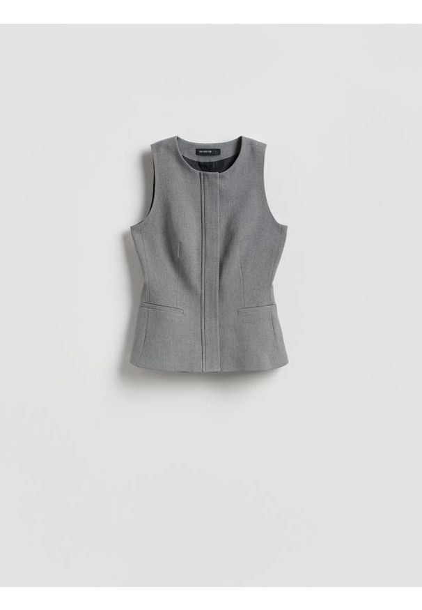 Reserved - Kamizelka z przeszyciami - jasnoszary. Kolor: szary. Materiał: tkanina, wiskoza