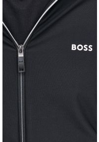 BOSS bluza BOSS ATHLEISURE 50465669 męska kolor czarny z kapturem gładka. Okazja: na co dzień. Typ kołnierza: kaptur. Kolor: czarny. Materiał: materiał. Długość rękawa: raglanowy rękaw. Wzór: gładki. Styl: casual #5