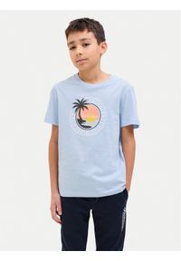 Jack&Jones Junior T-Shirt Palm 12269922 Błękitny Regular Fit. Kolor: niebieski. Materiał: bawełna