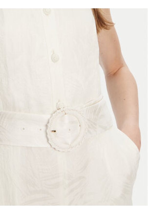 TwinSet - TWINSET Kombinezon 251TT2170 Écru Wide Leg. Materiał: len, wiskoza