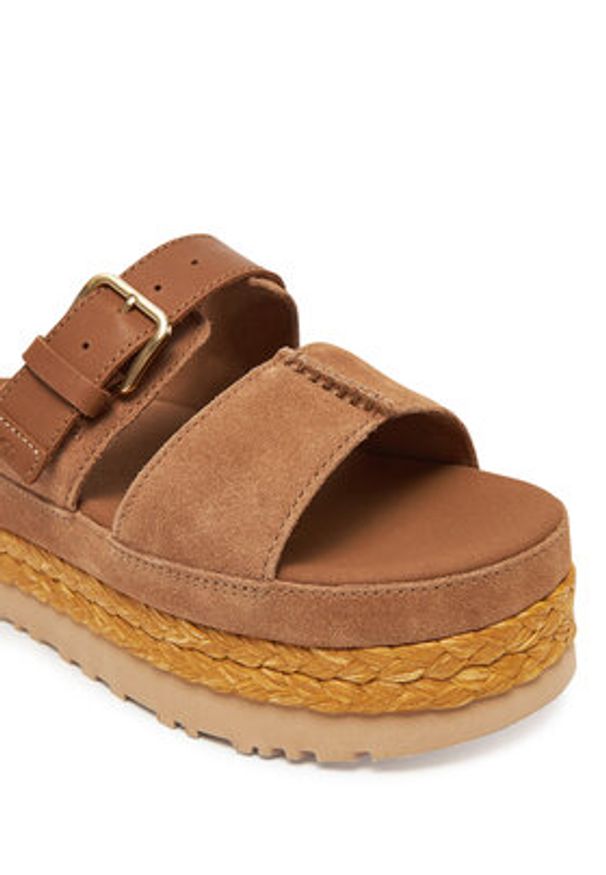 Ugg Klapki W Aubrey Slide 1167451 Brązowy. Kolor: brązowy. Materiał: zamsz, skóra