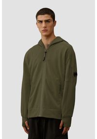 C.P. Company - C.P. COMPANY Zielona rozpinana bluza męska Hooded Open, Rozmiar XL. Okazja: na co dzień. Kolor: zielony. Materiał: bawełna. Styl: casual