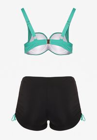 Born2be - Zielono-Czarne Bikini Biustonosz i Majtki ze Ściągaczami Ulonaniela. Kolekcja: plus size. Kolor: zielony. Wzór: aplikacja