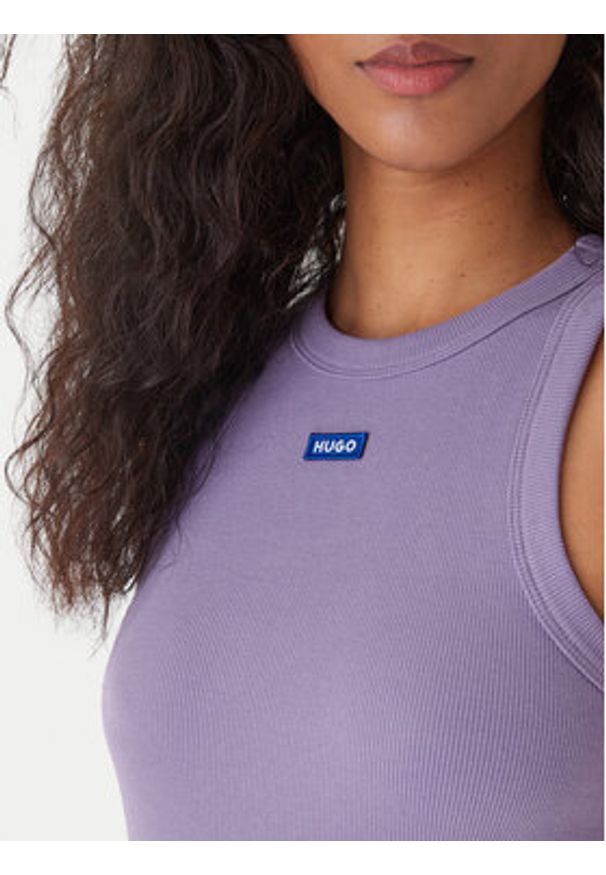 Hugo - HUGO Top Easy 50508857 Fioletowy Slim Fit. Kolor: fioletowy. Materiał: bawełna