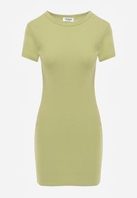 Born2be - Zielona Bawełniana Sukienka o Prostym Kroju Typu T-shirt Zelosise. Okazja: do pracy, na co dzień. Kolor: zielony. Materiał: bawełna. Typ sukienki: proste. Styl: sportowy, klasyczny, elegancki, casual #5