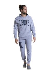 LEONE 1947 APPAREL - Męska bluza z kapturem Leone 1947 Apparel. Typ kołnierza: kaptur. Kolor: szary. Materiał: tkanina. Sport: fitness
