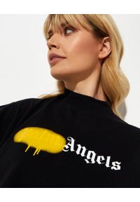 PALM ANGELS - Czarny t-shirt crop z logo. Okazja: na co dzień. Kolor: czarny. Materiał: bawełna. Styl: casual, elegancki
